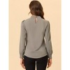 INSPIRE CHIC Women's Office Keyhole Elegant Stand Collar Long Sleeve Back Neck Button Blouse - 4 of 4