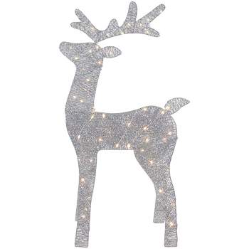 Northlight 39.5" LED Lighted Silver Glitter Reindeer Outdoor Christmas Decoration
