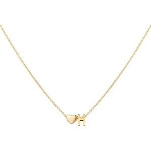Personalized Heart Initial Necklace 18K Gold Plated Stainless Steel Gift - 1 of 4