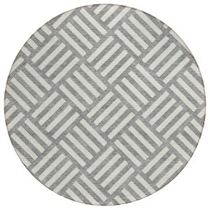 Gray And Ivory Geometric Washable Indoor Outdoor Area Rug - 1 of 4