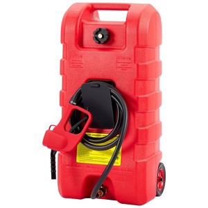 Fuel Caddy, 15 Gallon Portable Fuel Delivery Tank with 10Ft Delivery Hose and Wheels, Diesel and Gasoline Fuel Tank - 1 of 4
