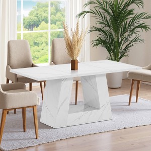 MAYEERTY 63" Wood Computer Desk, Faux Marble Executive Desk Office Desk - 1 of 4