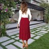 Women's Polka Dot Maxi Skirt - High Waist Pleated Midi Swing Skirt with Pockets for Beach & Cruise Red - 4 of 4