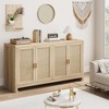 60 Inch Modern Boho Storage Cabinet with Woven Rattan Doors & Adjustable Shelf, Multifunctional TV Stand and Entryway Console for Kitchen, Living Room - 3 of 4