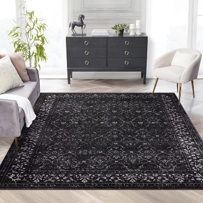 Argos Vintage Black and Gray Synthetic Area Rug