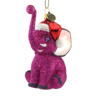Blu Bom 5.0" Fuchsia Pink Glittered Elephant Ornament Baby 1St Christmas  -  Tree Ornaments