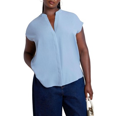 ELOQUII Women's Plus Size Notch Collar Blouse