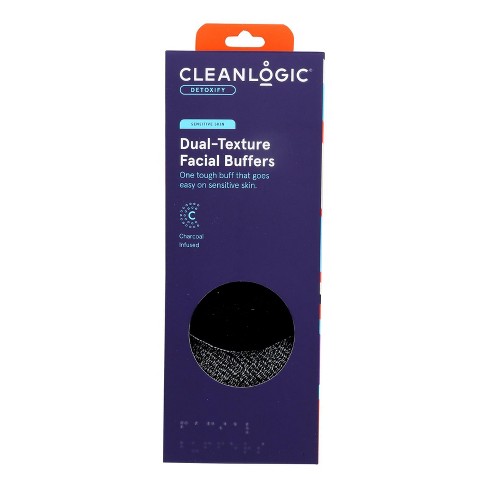 Cleanlogic Dual-Texture Facial Buffers Charcoal Infused Sensitive Skin - 3 ct - image 1 of 4