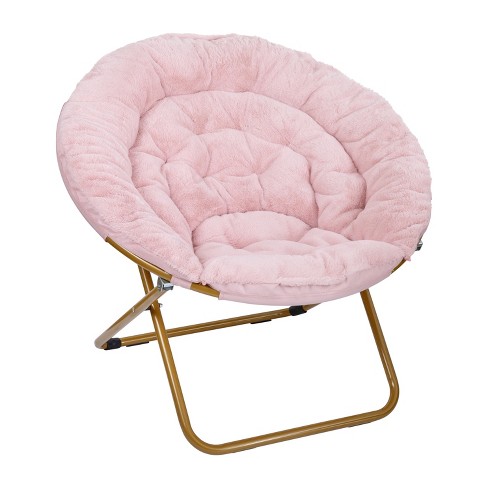 Pouuin Pink Office Chair Pink Seat Cushion and Silver Metal Frame