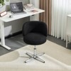 Karl Home Cute Modern Teddy Swivel Chair Armless Adjustable Height Office Desk Chair with No Wheels and Backrest Support in black - 2 of 4