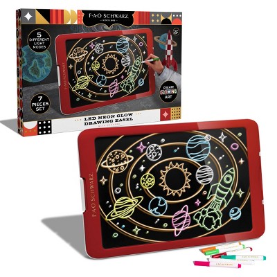 Promo Discovery kids neon LED glow drawing board with 4