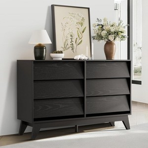 6-Drawer Dresser for Bedroom, 47.2" Wide Mid Century Chest of Drawers, Wooden Dresser TV Stand, Vintage Dressers for Bedroom, Living Room - 1 of 4