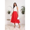 Women's 2-Layer Tulle Midi Skirt - Tiered A-Line Long Skirt with Elastic Waist for Winter Red - 4 of 4