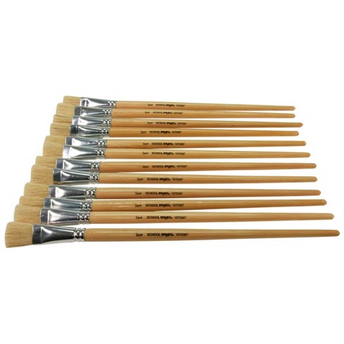 12 PC White Synthetic Hair Flat Brush Set with Long Wood Handles for W –  WoodArtSupply