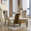 SEVOBAL Dining Chairs Set of 2 Modern Tufted Linen Upholstered Chairs with Solid Wood Legs Nailhead Trim for Dining Room, Beige, 25.5"*19.7"*37.4" - 3 of 4