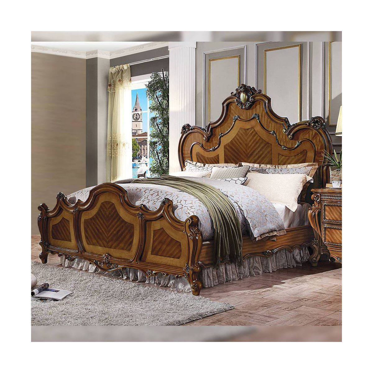 Picardy 93" King Bed Honey Oak - Acme Furniture - thumbnail 5