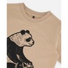Deux par Deux Boy Organic Cotton Graphic Tee Black Panda on Beige Background - 4 of 4