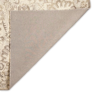 Elegant Ivory Floral Hand-Tufted Wool Area Rug 3'6" x 5'6"