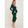Pinkblush Forest Green V-Neck Long Sleeve Fitted Maternity Maxi Dress - 2 of 4