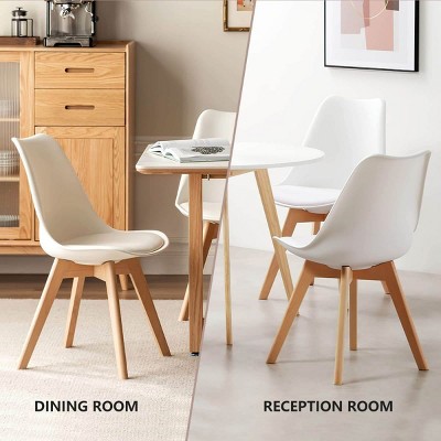 Faux Leather Dining Chairs Set of 4,Armless Upholstered Dining Room Chairs,Side Chairs,Wooden Restaurant Kitchen Dining Chairs-Cuddlewood