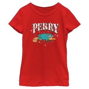 Girls Phineas and Ferb Perry the Platypus Christmas Lights T Shirt - 1 of 4