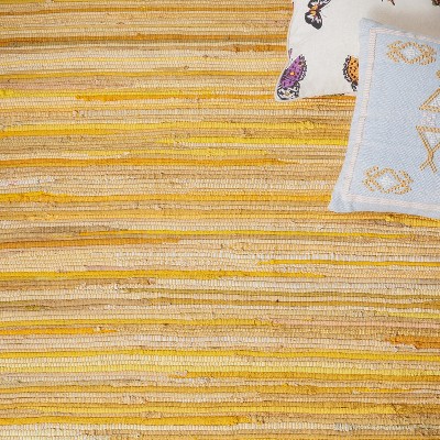 Handmade Multicolor Stripe Wool and Cotton Square Rug 4' x 4'