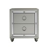 Vynxaria Silver Nightstand, Mirror Accents, Spacious Drawers, Bun Foot, Center Metal Glide - 3 of 4