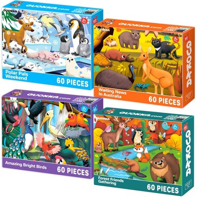 QUOKKA Puzzles for Kids Ages 4-6 - Set of 4x60 Jigsaw Puzzles for Toddlers 3-5