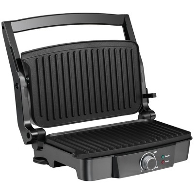 New House Kitchen Stainless Steel Non-Stick Panini Press Grill & Gourmet  Sandwich Maker with Removable Drip Tray and 180 Degree Opening Function