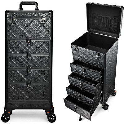 4 in 1 Professional Makeup Case Aluminum Cosmetic Case Rolling Makeup Case