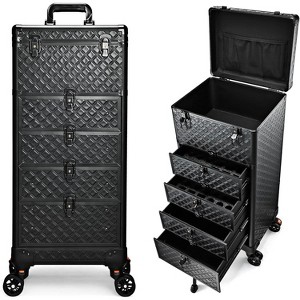 4 in 1 Professional Makeup Case Aluminum Cosmetic Case Rolling Makeup Case - 1 of 4