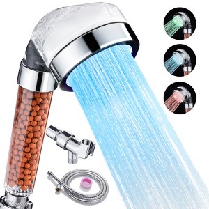 Cobbe Filtered LED Shower Head with Handheld, High Pressure Shower Head with Filter, Water Saving Spray Handheld Showerheads with Hose and Base - 1 of 4