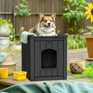 Resin Outdoor Dog/Cat House for Yard, Patio & Garden ¨C Small (10¨C20 lbs), Black - 1 of 4