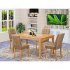 5-Piece Rectangular Natural Oak Finish Solid Wood Top-Dining Room Set-Seats 4 - 2 of 4