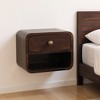 HomeRoots 16" Walnut Solid Wood Round One Drawer Floating Nightstand - 2 of 4