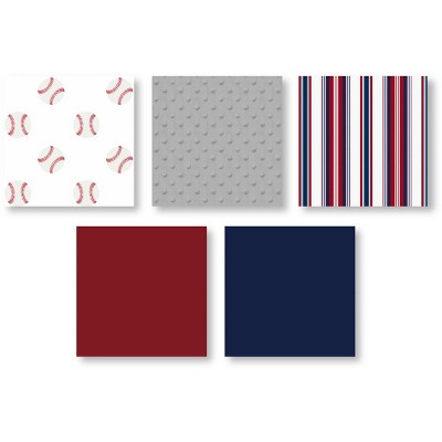 Sweet Jojo Designs Boy Full/Queen Comforter Bedding Set Baseball Patch Red White and Blue 3pc. — фото 6