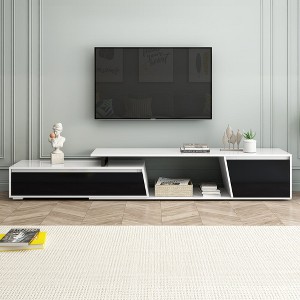 Chic Crate - U-Can Modern, Minimalist Rectangle Extendable TV Stand, TV Cabinet with 2 Drawers and 1 Cabinet for Living Room, Up to 100'' - 1 of 4
