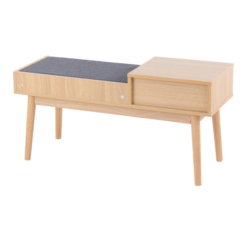 40" Telephone Polyester Wood Contemporary Bench - LumiSource, 4 of 10