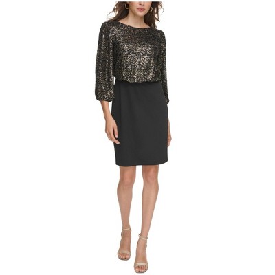 Jessica Howard Womens Sequin Raglan Blouson Dress