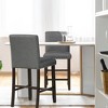 Tangkula Set of 4 Bar Stools Linen Fabric Counter Height Chairs for Kitchen Island Grey - 4 of 4