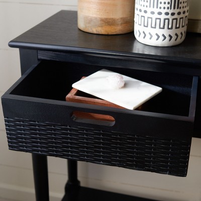 Farmhouse Chic Black Wood & Metal 3-Drawer Console Table