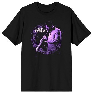 John Coltrane Purple Hue Men's Black Tee with Short Sleeves and Crew Neck - 1 of 3