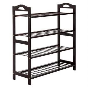 KTMBDW Stackable Shoe Rack, 4 Tier Bamboo Shoes Rack Storage Shelf, Holds up to 16 Pairs Shoes for Living room, Entryway, Small Spaces - 1 of 4