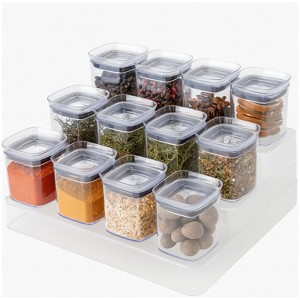 OU Spice Rack Organizer, 13pc 5oz Spice Containers , 3 Tier Clear Spice Holder and Seasoning Organizer for Countertop, Cabinet - Freestanding - 1 of 4