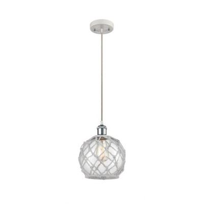 Farmhouse Rope - 1 Light Cord Hung Mini Pendant In Industrial Style-10 Inches Tall and 8 Inches Wide