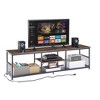 VECELO 3-Tier Industrial TV Stand for TVs Up to 80" Media Console TV Table with Power Outlets & Storage Shelve for Living Room, Bedroom Gray/Brown/Gray - 2 of 4