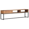 vidaXL TV Cabinet Natural and Black Solid Sheesham Wood, Powder-Coated Steel - 3 of 4