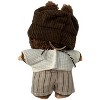 Doll Clothes Superstore Chic Tan Stripe Shorts Set with Knit Shirt, Corduroy Hat & Purse for 17.5 cm Labubu Dolls - 4 of 4