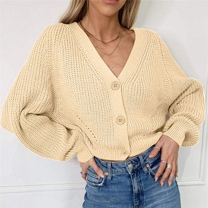 Fall Women's Crochet Cardigan Lightweight Duster Long Sleeve Hollow Out Kint Outwear Sweater - 1 of 4