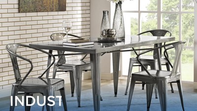 Urban Gunmetal Grey 59.5" Steel Square Dining Table